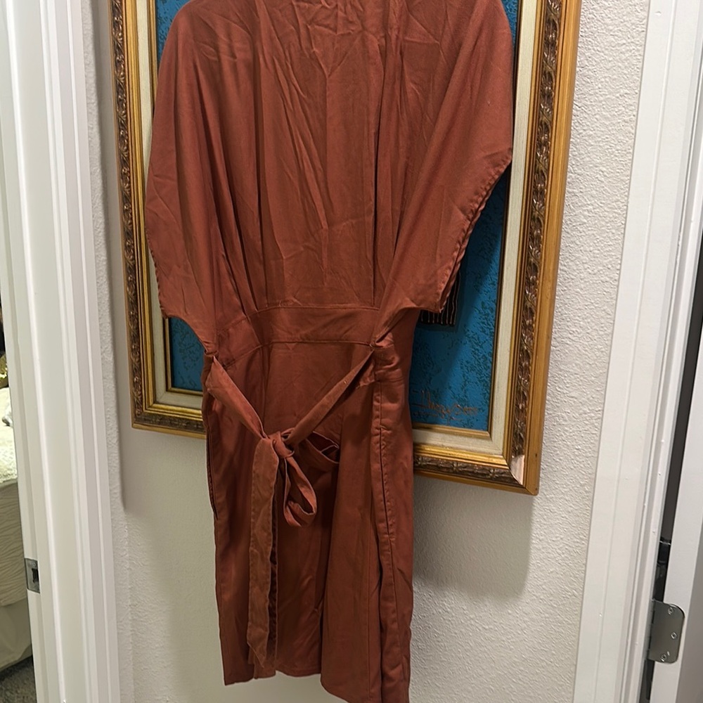 Quince vintage Wash Tencel Button Down Front Sleeve Midi Sundress in L, NWT - Picture 8 of 9